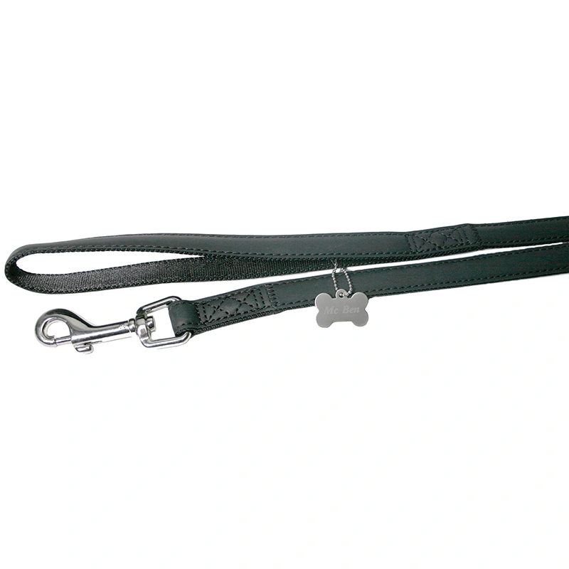 McBen Koppel Skinnimitation Svart 15 mm/180 cm - Hundkoppel