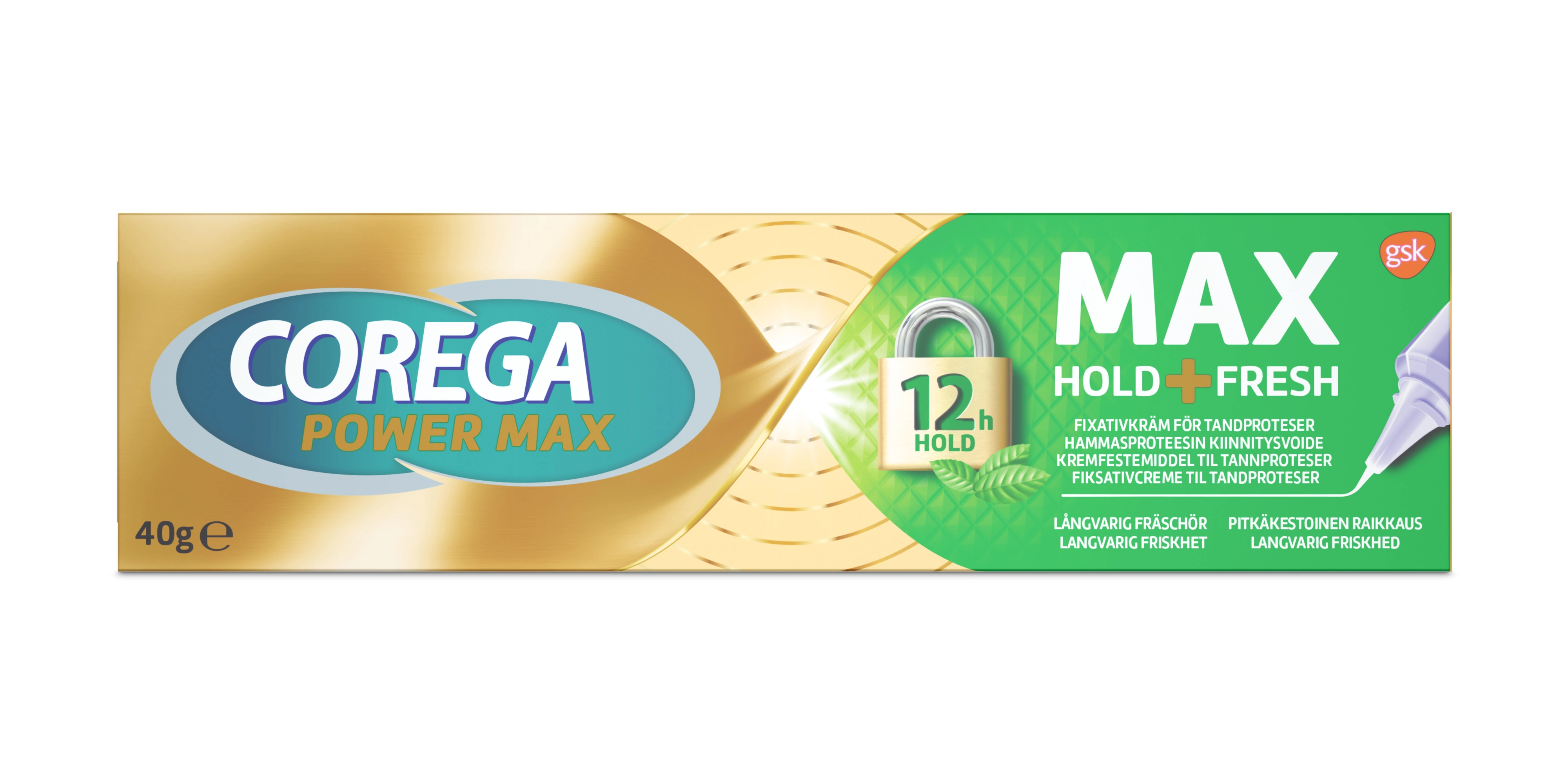 Corega Max Hold+Fresh Fixativ för Tandprotes 40 g - Tillbehör till tandprotes