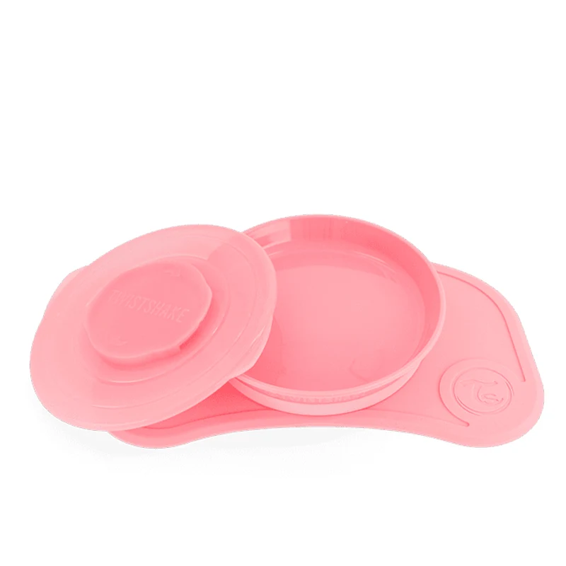 Twistshake Click-Mat Mini + Plate Pink - Barntallrik & barnbestick