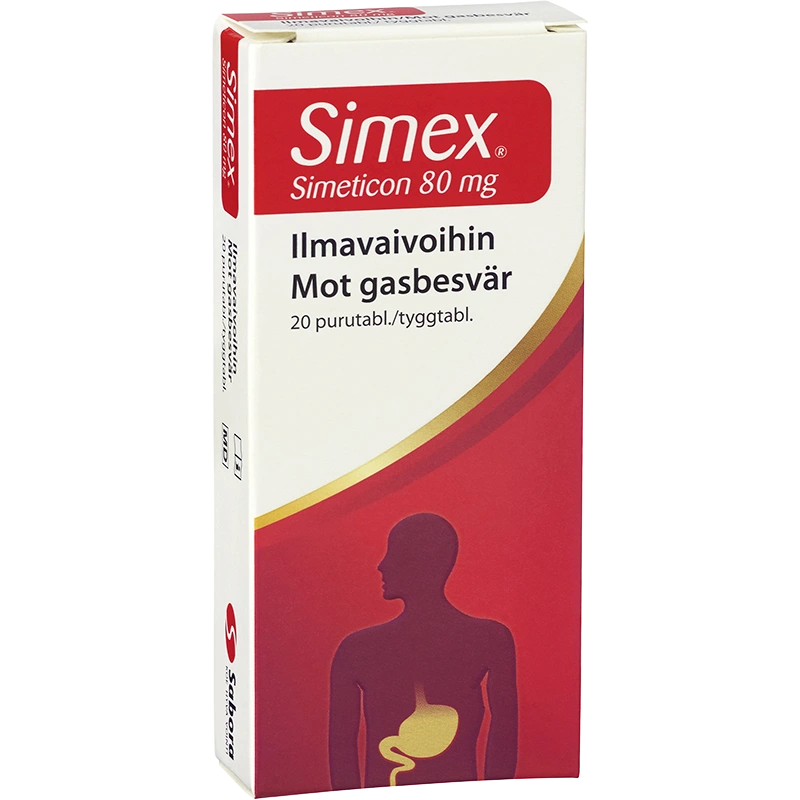 Simex Tuggtablett Simetikon 80 mg 20 st - Gaser i magen