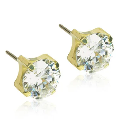 Blomdahl Örhängen Tiffany CZ White Golden 5 mm - Örhängen