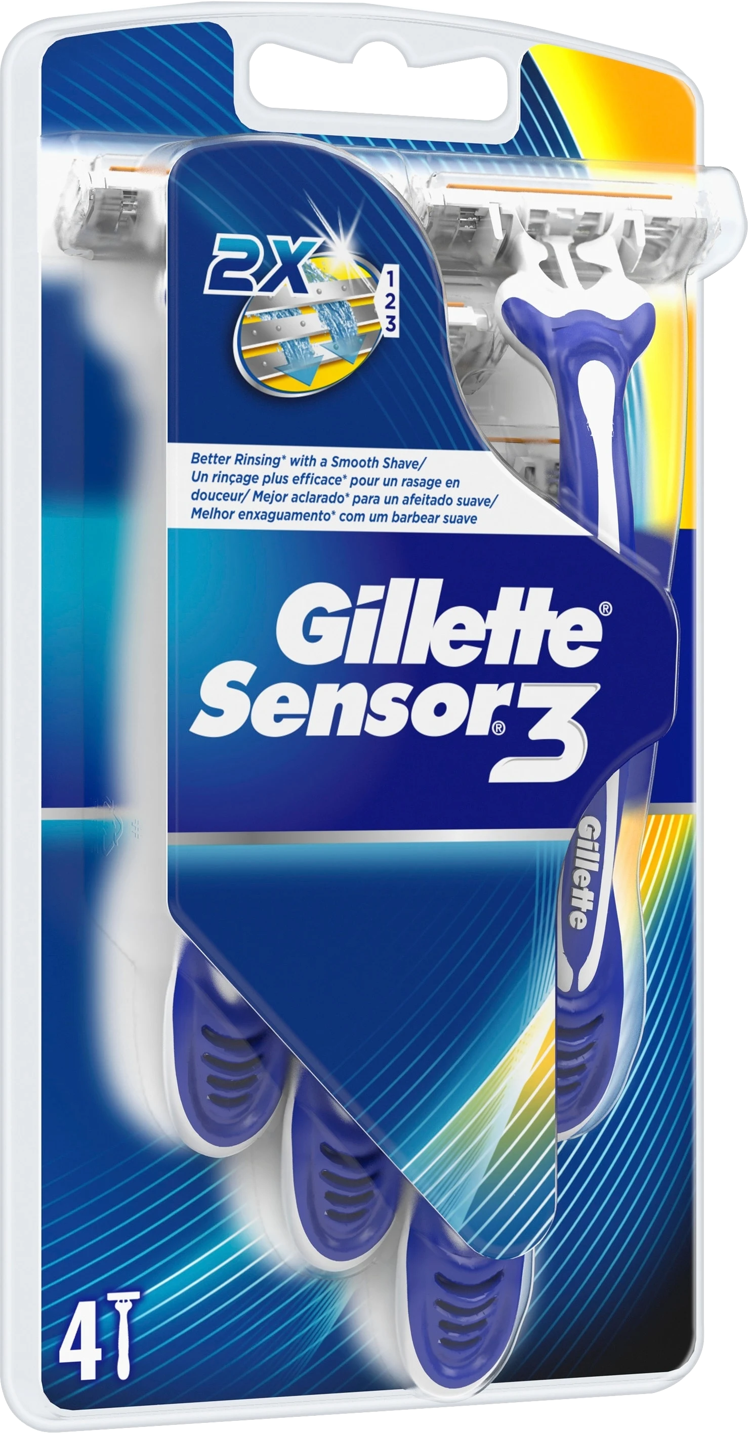 Gillette Sensor 3 4P Engångshyvel för män - Engångsrakhyvlar
