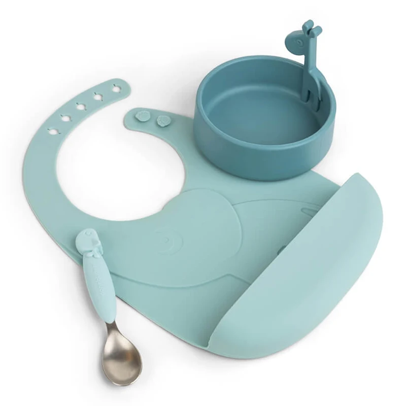 Done by Deer Peekaboo First Meal Set Deer Friends Blue - Barntallrik & barnbestick