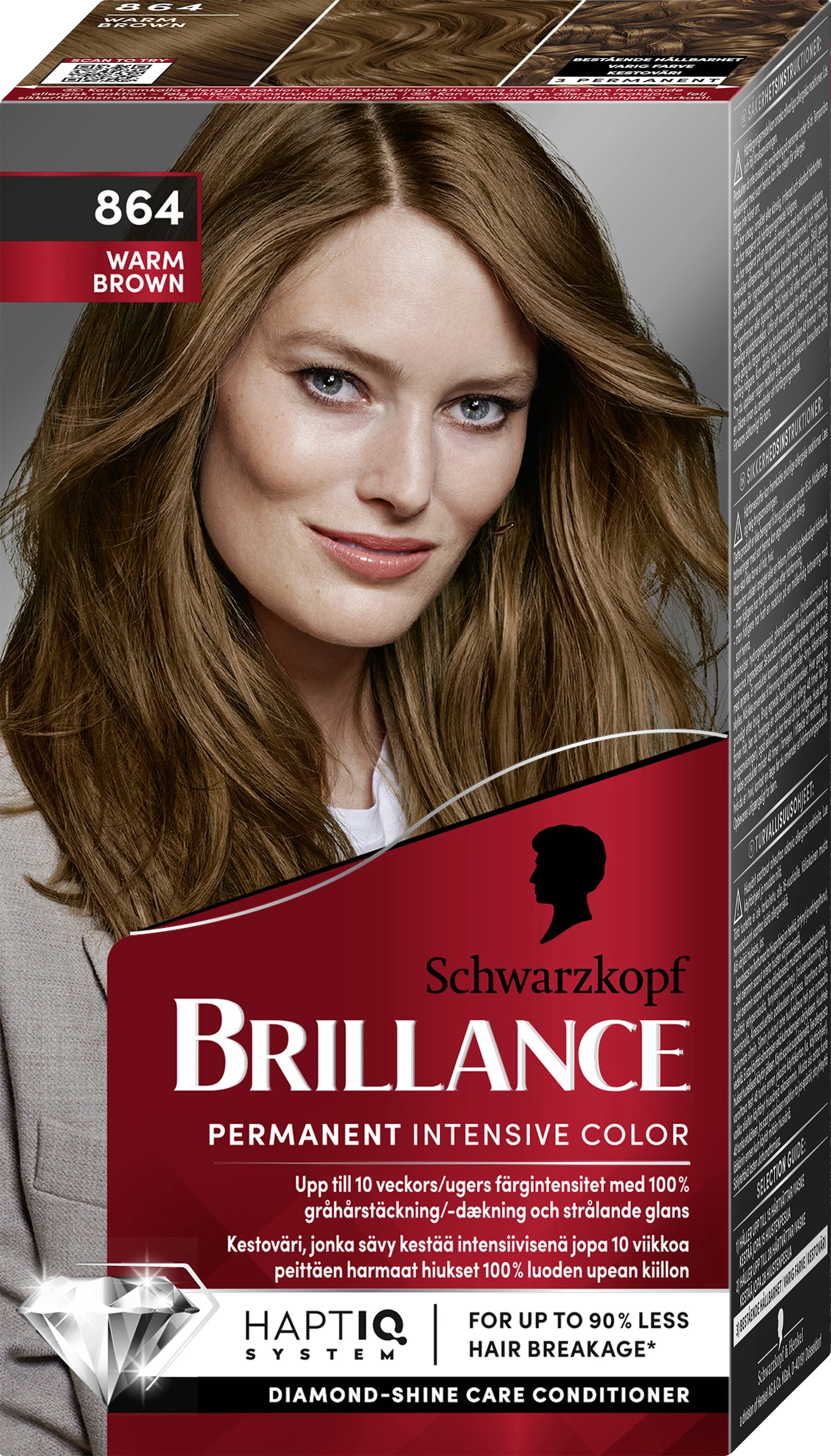 Schwarzkopf Brillance Hårfärg 864 Warm Brown - Hårfärg