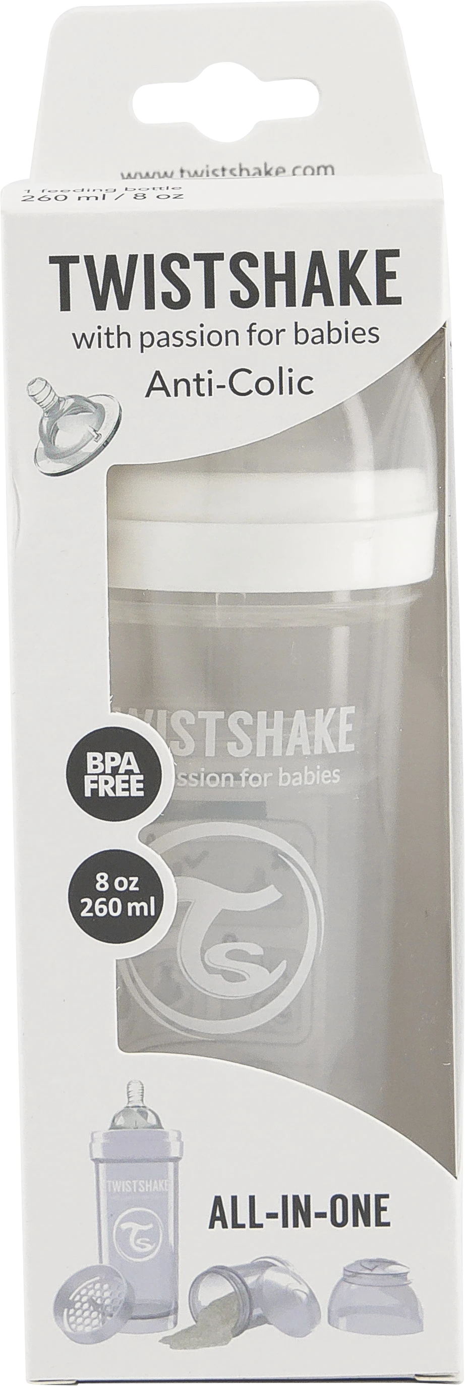 Twistshake Anti-Colic nappflaska 260 ml Vit/transparent - Nappflaskor & vällingflaskor