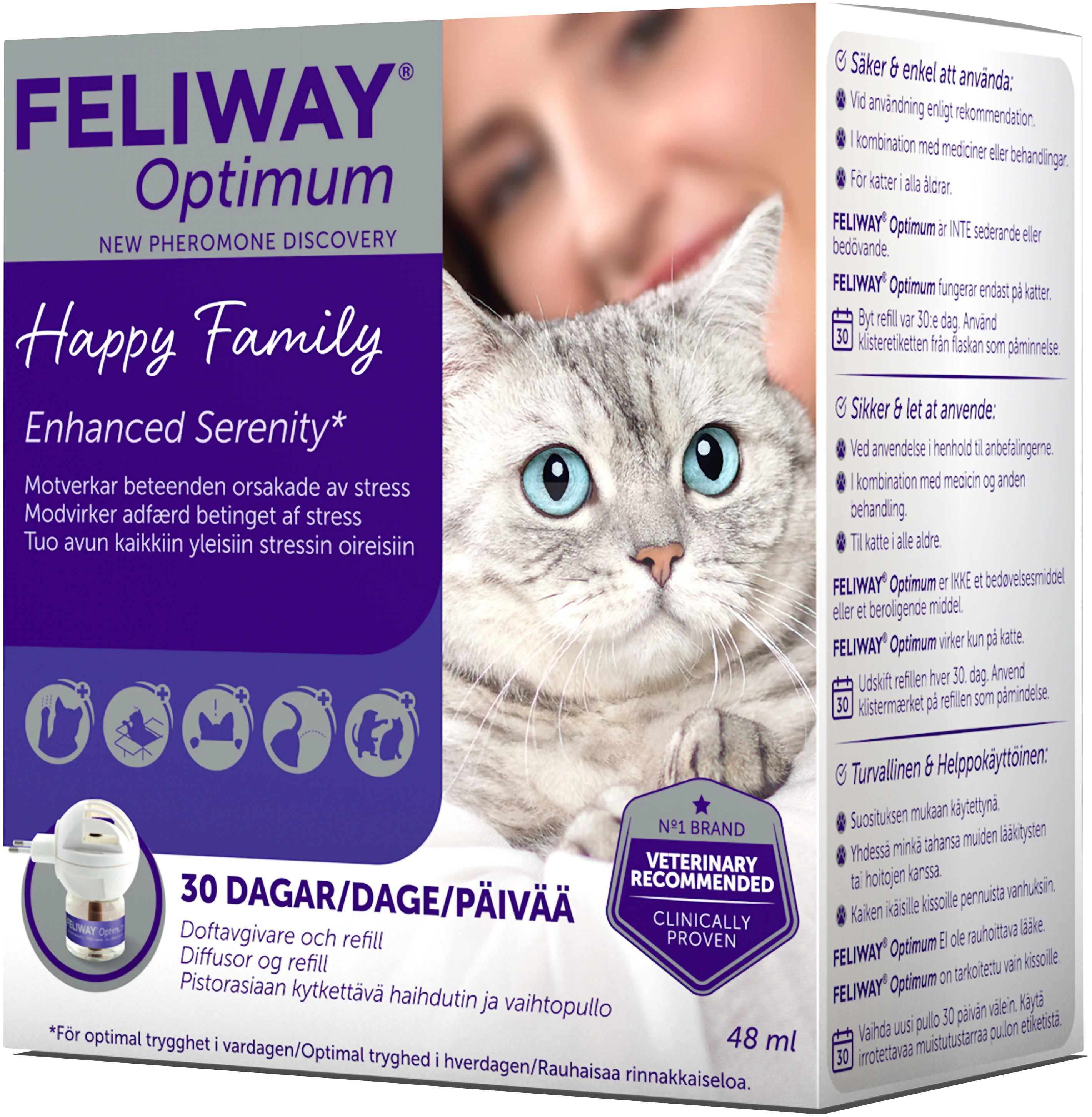 Feliway Optimum Doftavgivare med Flaska 48 ml - Rädsla & oro hos katt