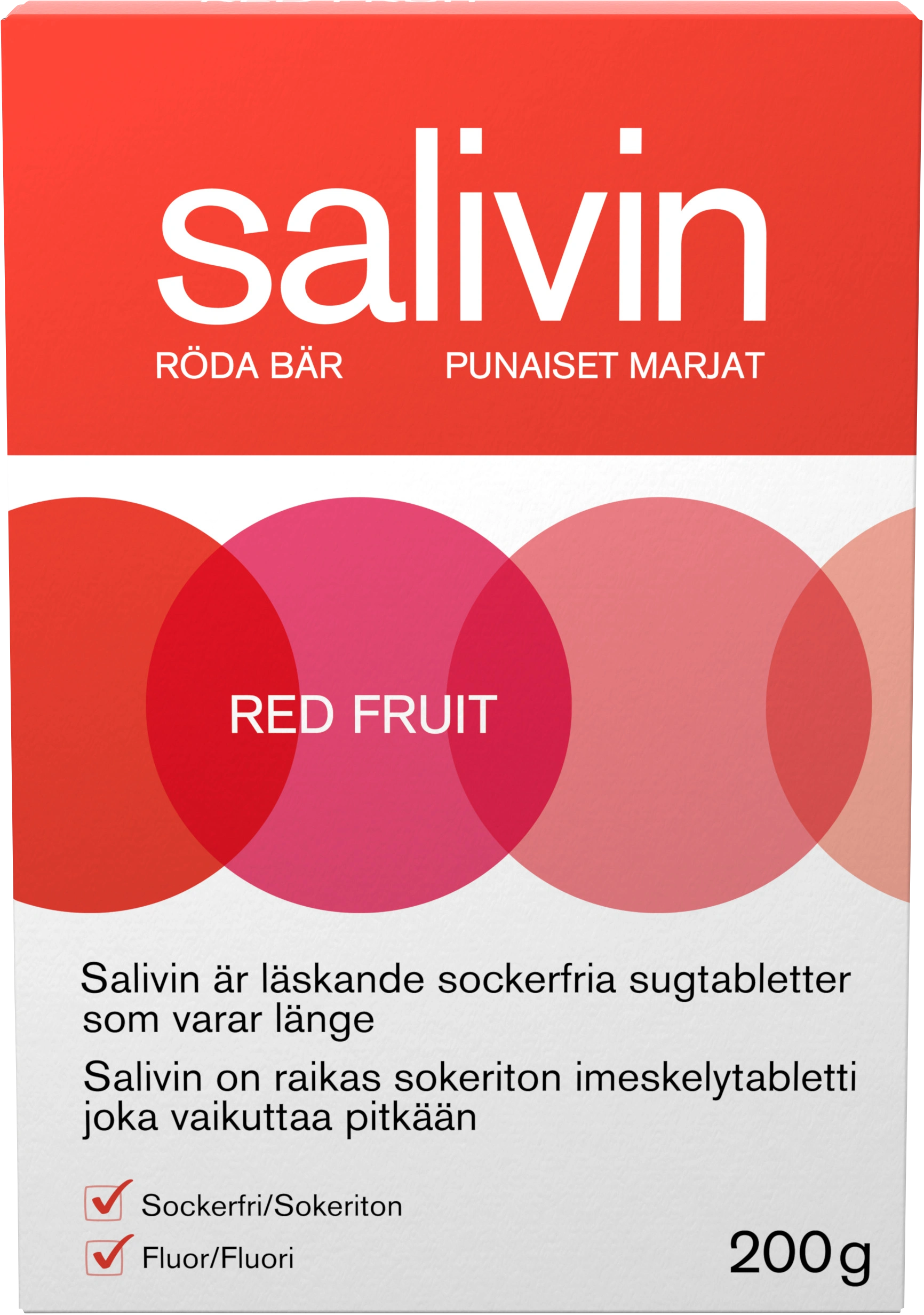 Salivin Red Fruit Sugtablett vid muntorrhet 200 g - Sugtabletter vid muntorrhet