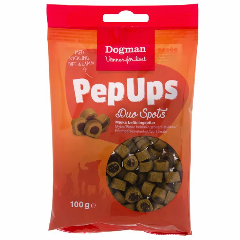 Dogman Pep Ups Duo Spots 100 g - Hundgodis