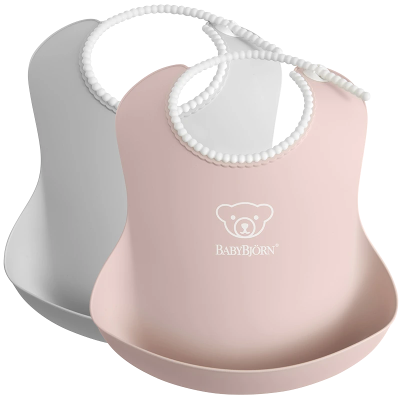 BabyBjörn Haklapp Grå/Blekrosa 2-pack - Haklappar