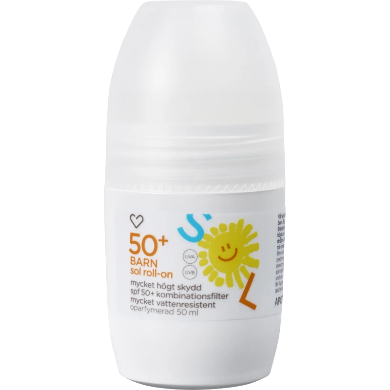 Hjärtats Sol roll-on Barn Oparfymerad SPF50+ 50 ml - Solkräm för barn