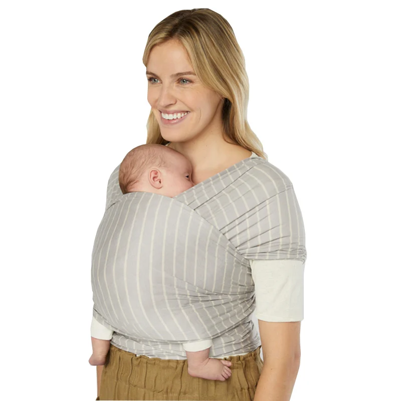Ergobaby Aura Wrap Knit Grey Stripes - Bärsjalar för nyfödda