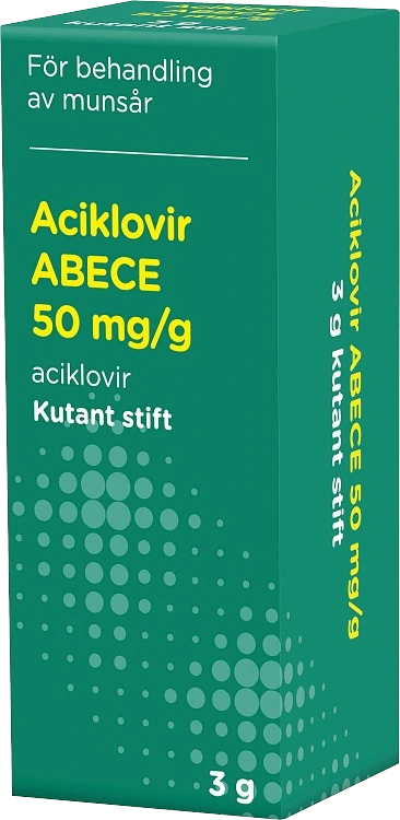 Aciklovir ABECE Kutant stift 50 mg/g 3 g - Munsår