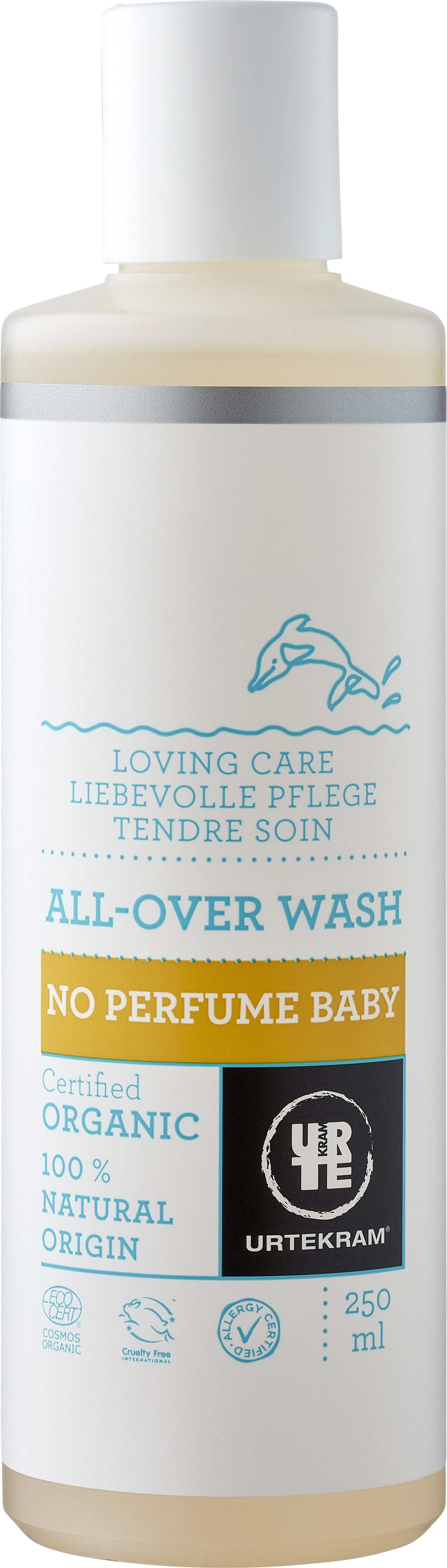Urtekram No Perfume Baby All-Over Wash 250 ml - Badolja och duschtvål för barn