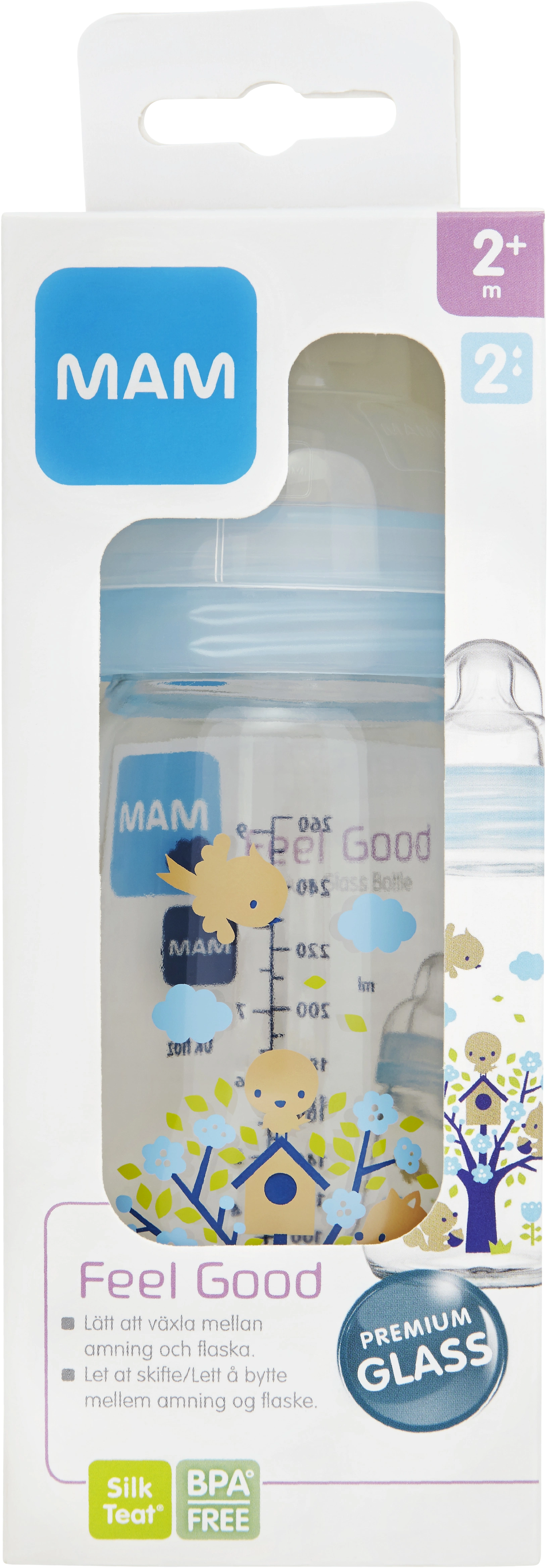 MAM Feel Good nappflaska glas 260 ml - Nappflaskor & vällingflaskor