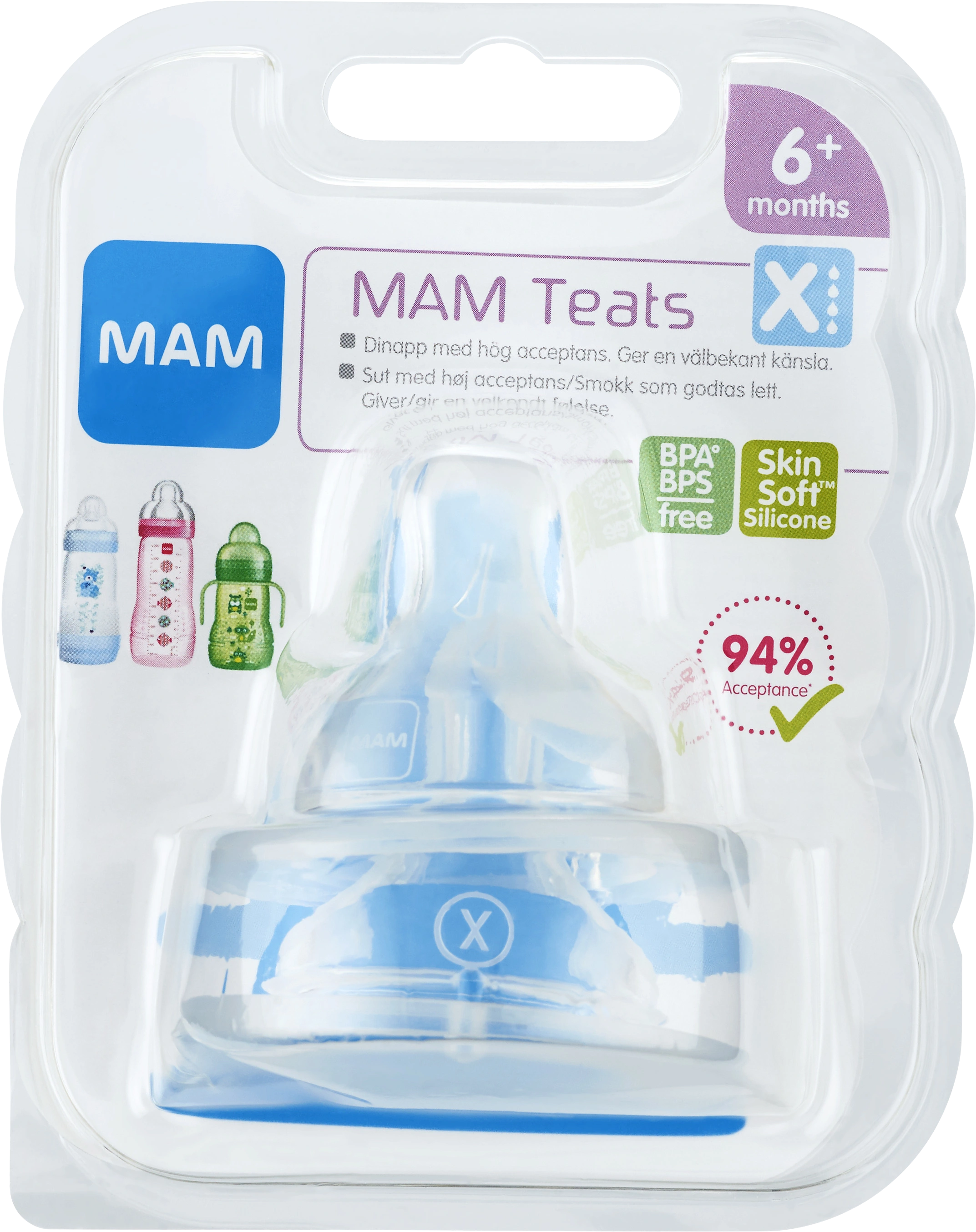 MAM Teat Dinapp Stl X 6 mån+ 2-pack - Tillbehör nappflaskor