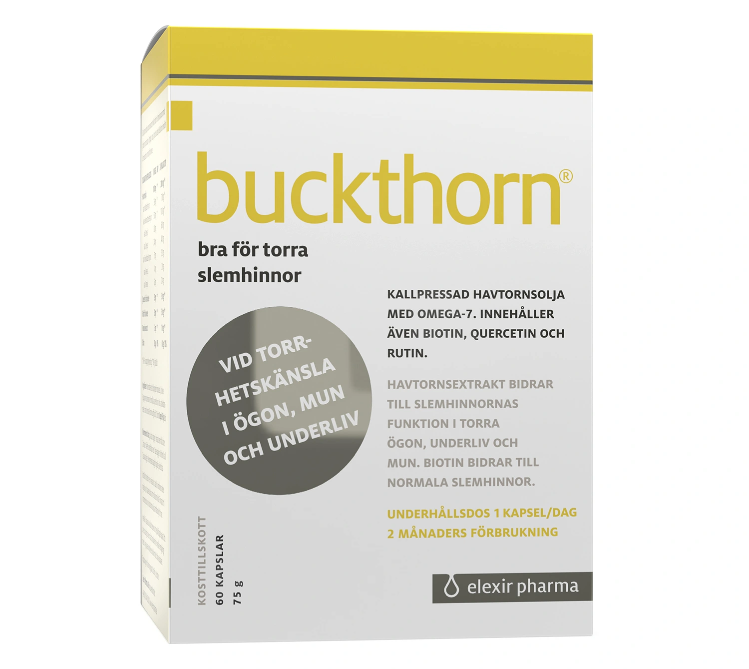 Elexir Buckthorn 1000 mg 60 kapslar - Kosttillskott vid klimakteriet
