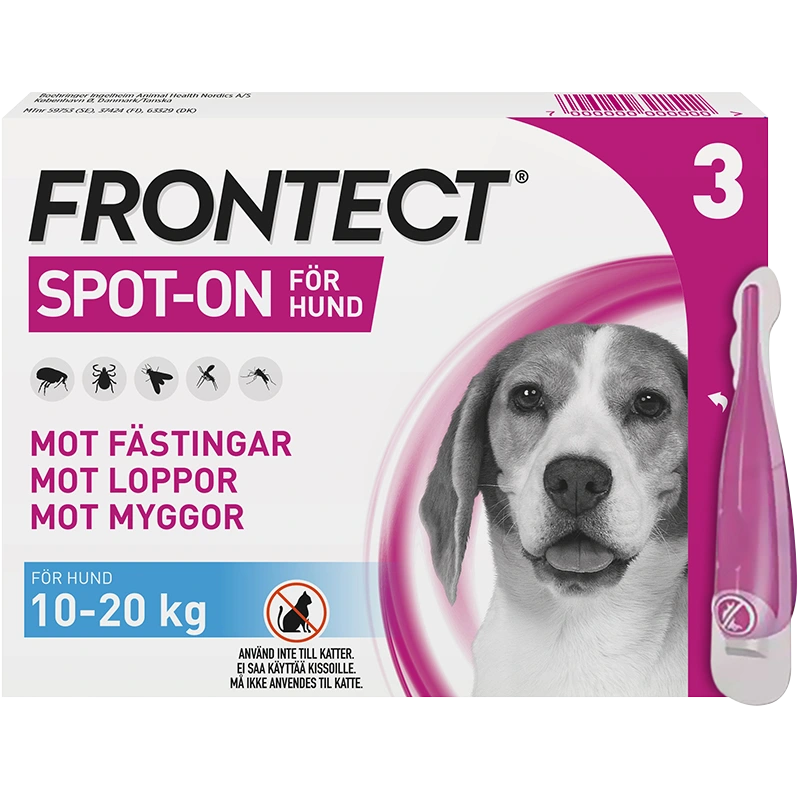 Frontect 10-20 kg Spot-on, lösning Spot-on applikator, 3st (3x2ml) - Loppor & löss hund