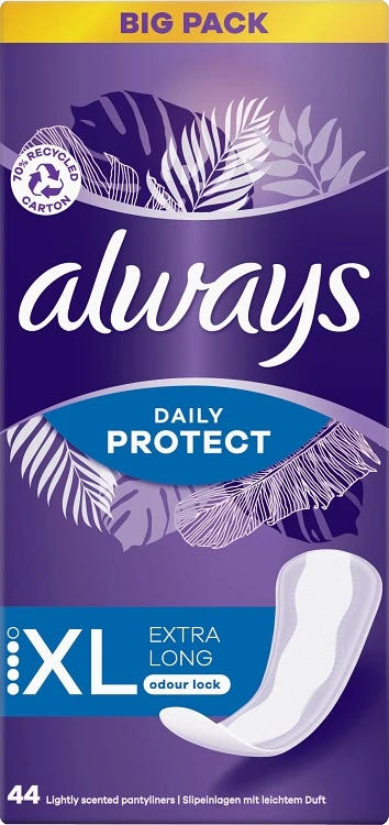 Always Dailies Long Plus Extra Protect Trosskydd Med Mild Doft 44 st - Always Trosskydd
