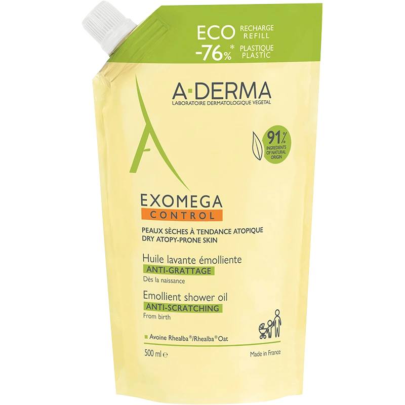 A-Derma Exomega CONTROL Shower Oil Refill 500 ml - Badolja och duschtvål för barn