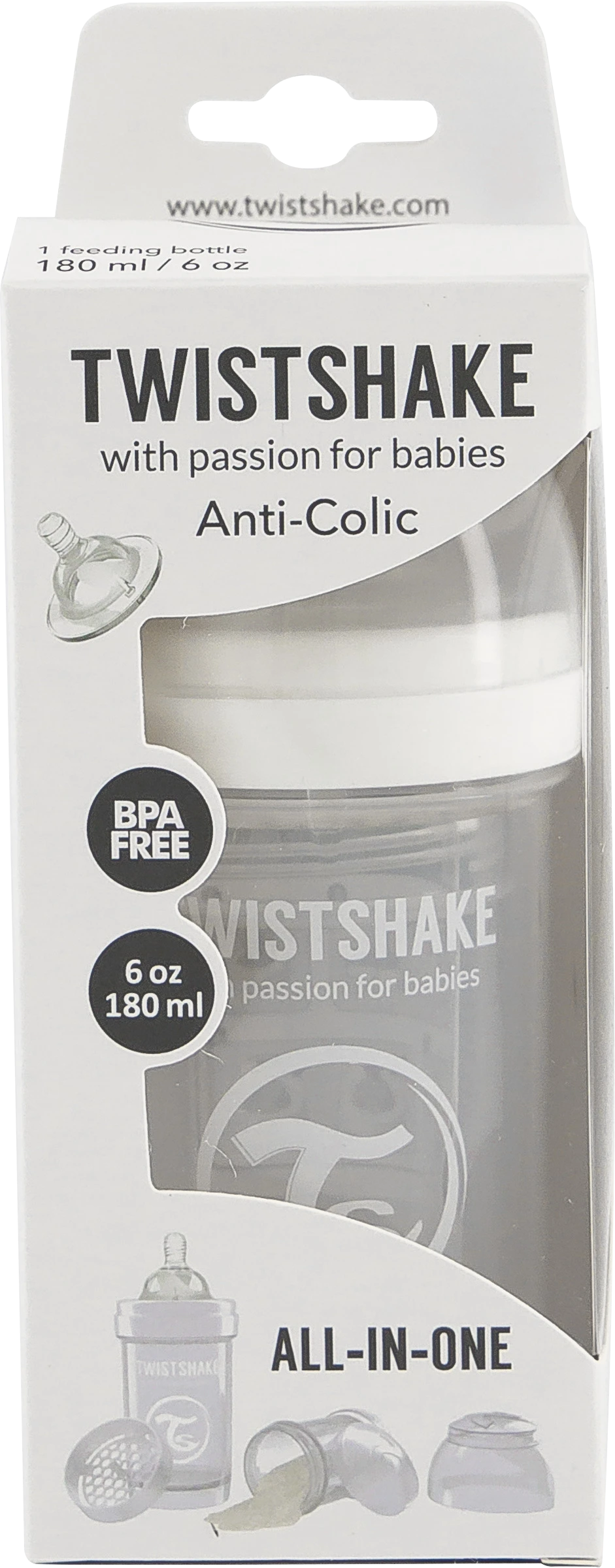 Twistshake Anti-Colic nappflaska 180 ml Vit/transparent - Nappflaskor & vällingflaskor