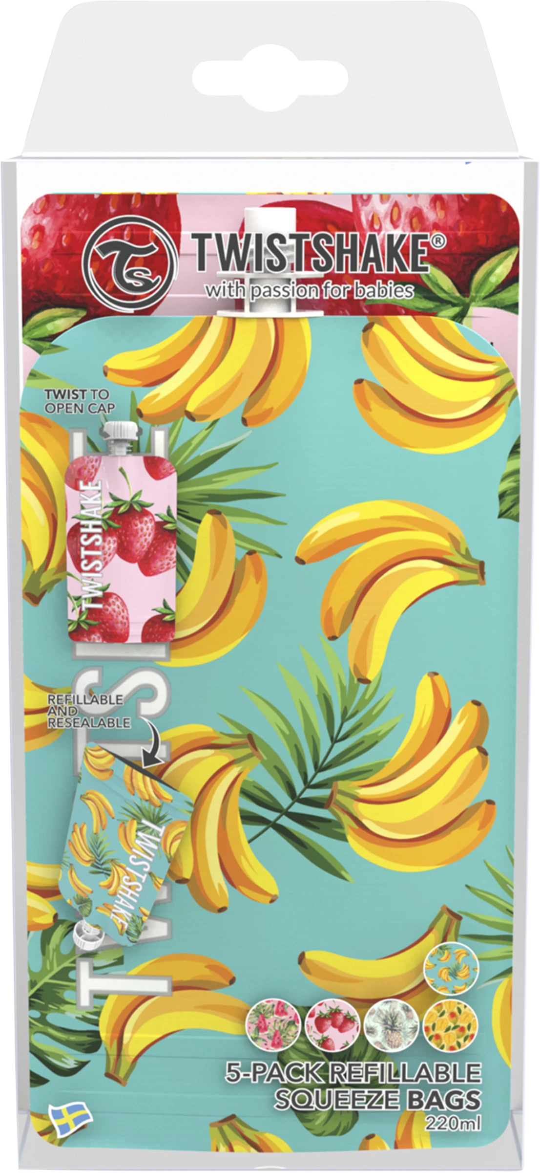 Twistshake Squeeze Bag 5x220 ml Fruit - Pipmuggar & dricksflaskor