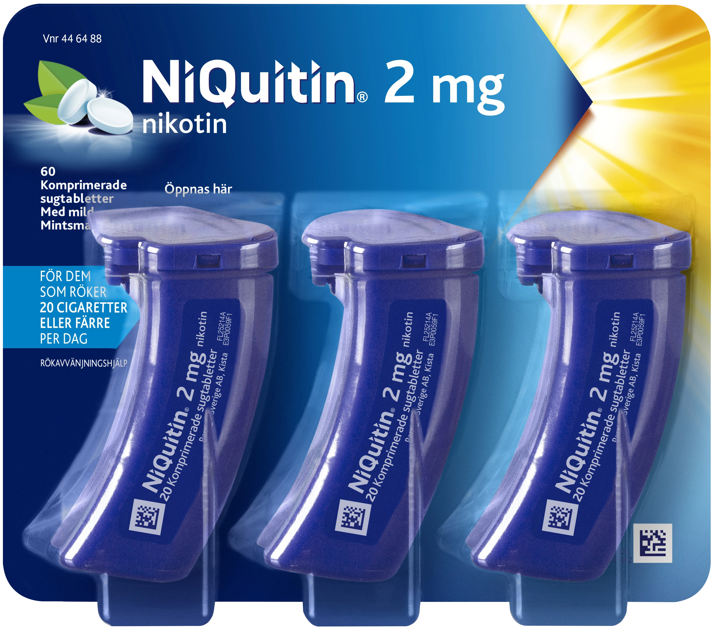 NiQuitin Komprimerad sugtablett 2mg Burk, 60(3x20) tabletter - Nikotintabletter
