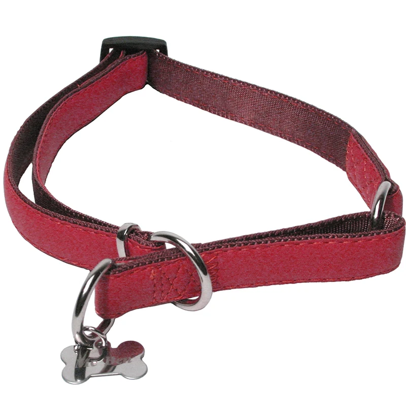 McBen Halvstryp Skinnimitation Ställbart Röd 10 mm/20-30 cm - Hundhalsband