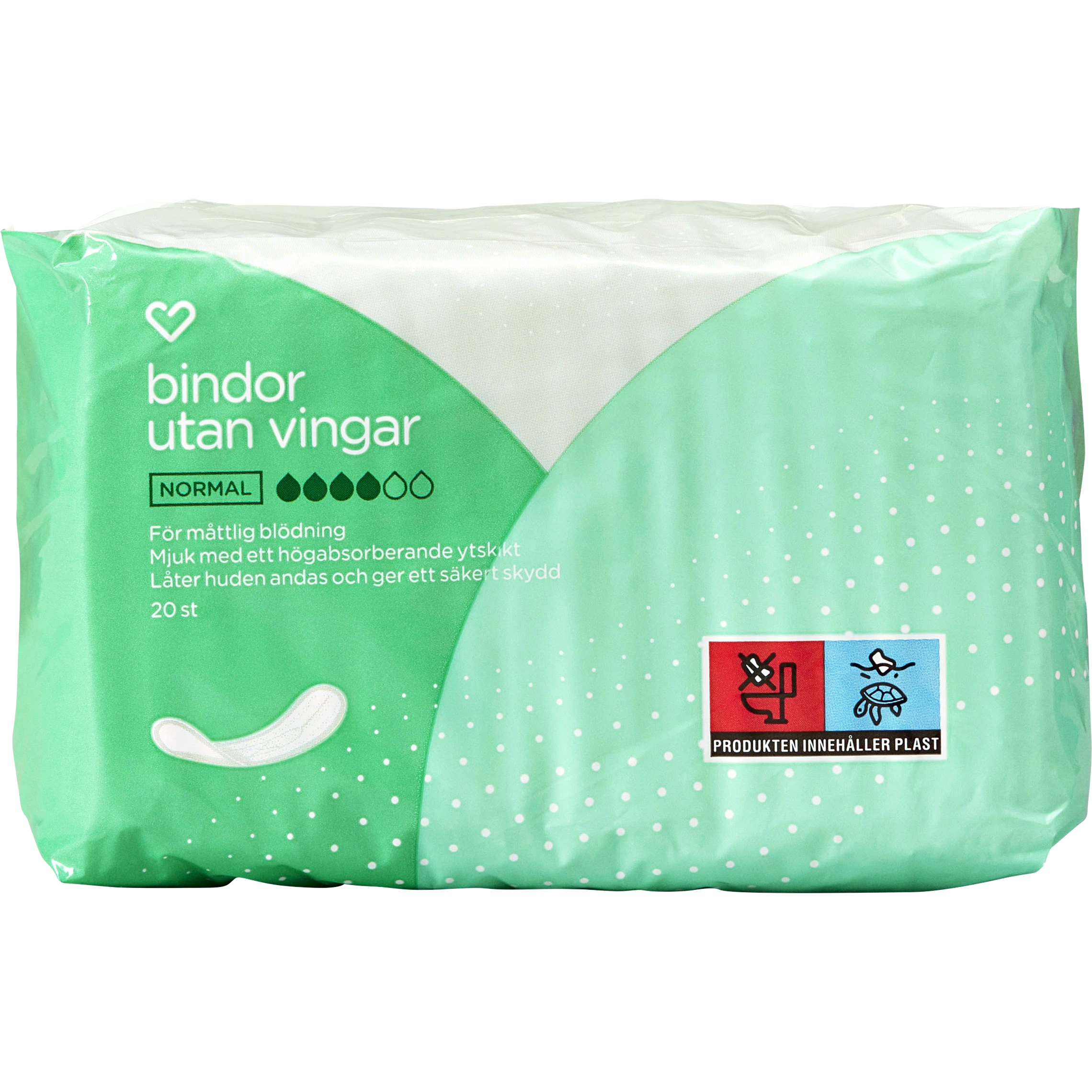Hjärtats Bindor utan vingar Normal 20st - Bindor utan vingar