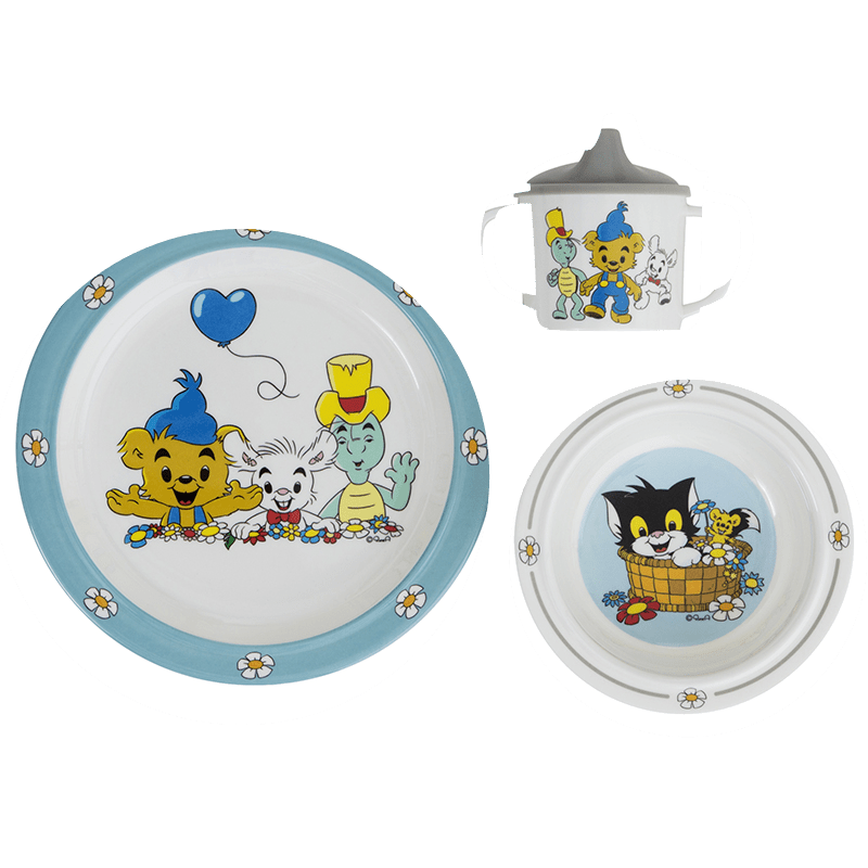 Bamse Barnservis Blomma - Barntallrik & barnbestick