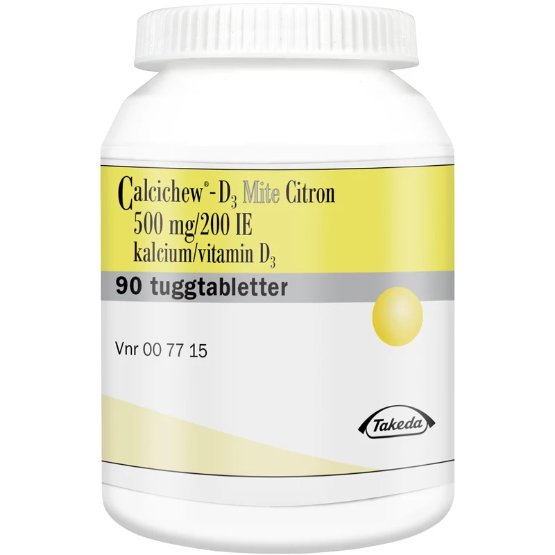 Calcichew-D3 Mite Citron tuggtablett 500 mg/200 IE 90 st - Kosttillskott & vitaminer