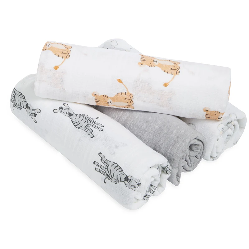 Aden+Anais Muslinfilt 112 x 112 cm Safari Babes 4-pack - Swaddles