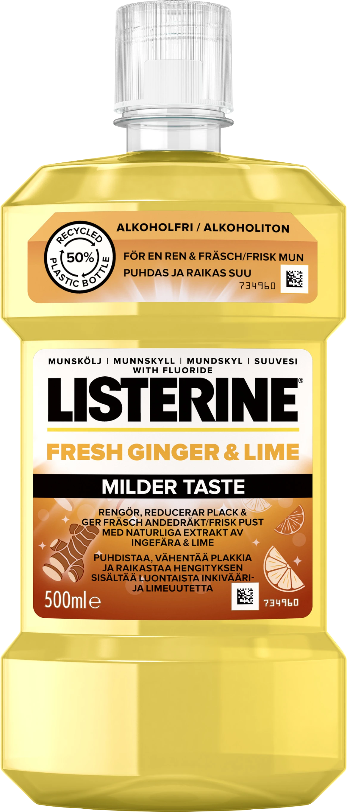 Listerine Milder Taste Fresh Ginger & Lime Munskölj 500 ml - Munskölj