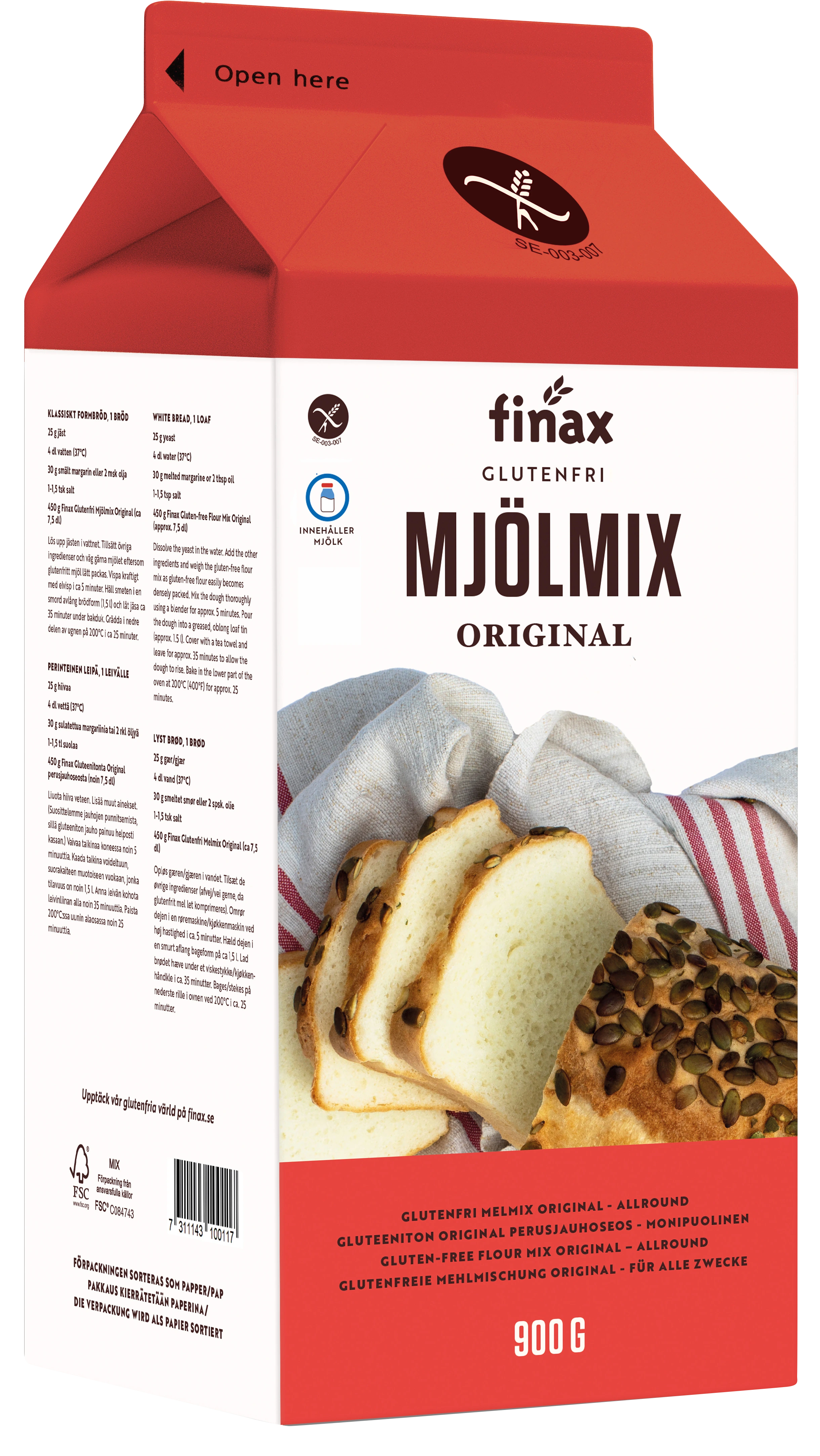 Finax Mjölmix Original Glutenfri 900 g - Specialkost för barn