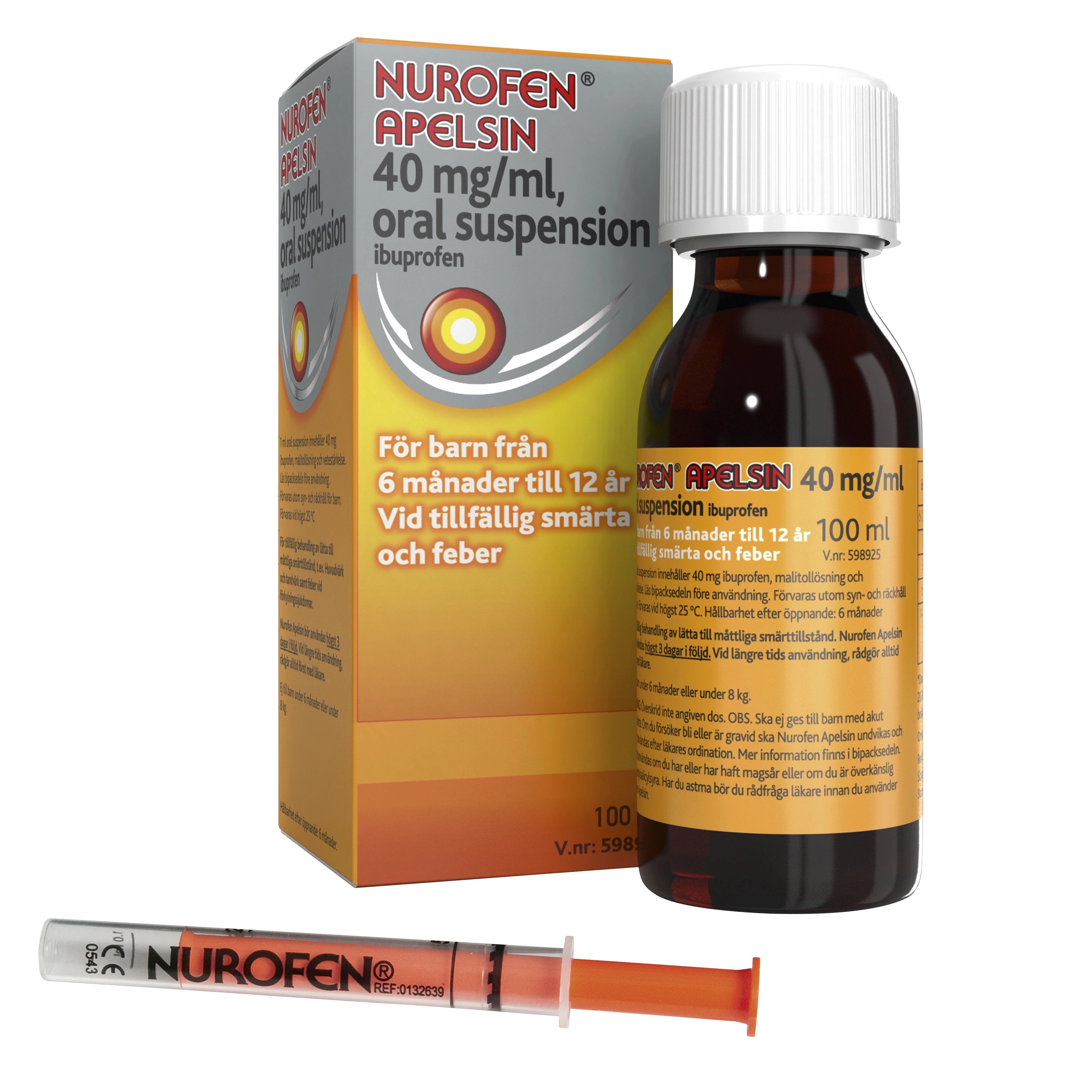 Nurofen Apelsin oral suspension 40 mg/ml 100 ml - Tandvärk