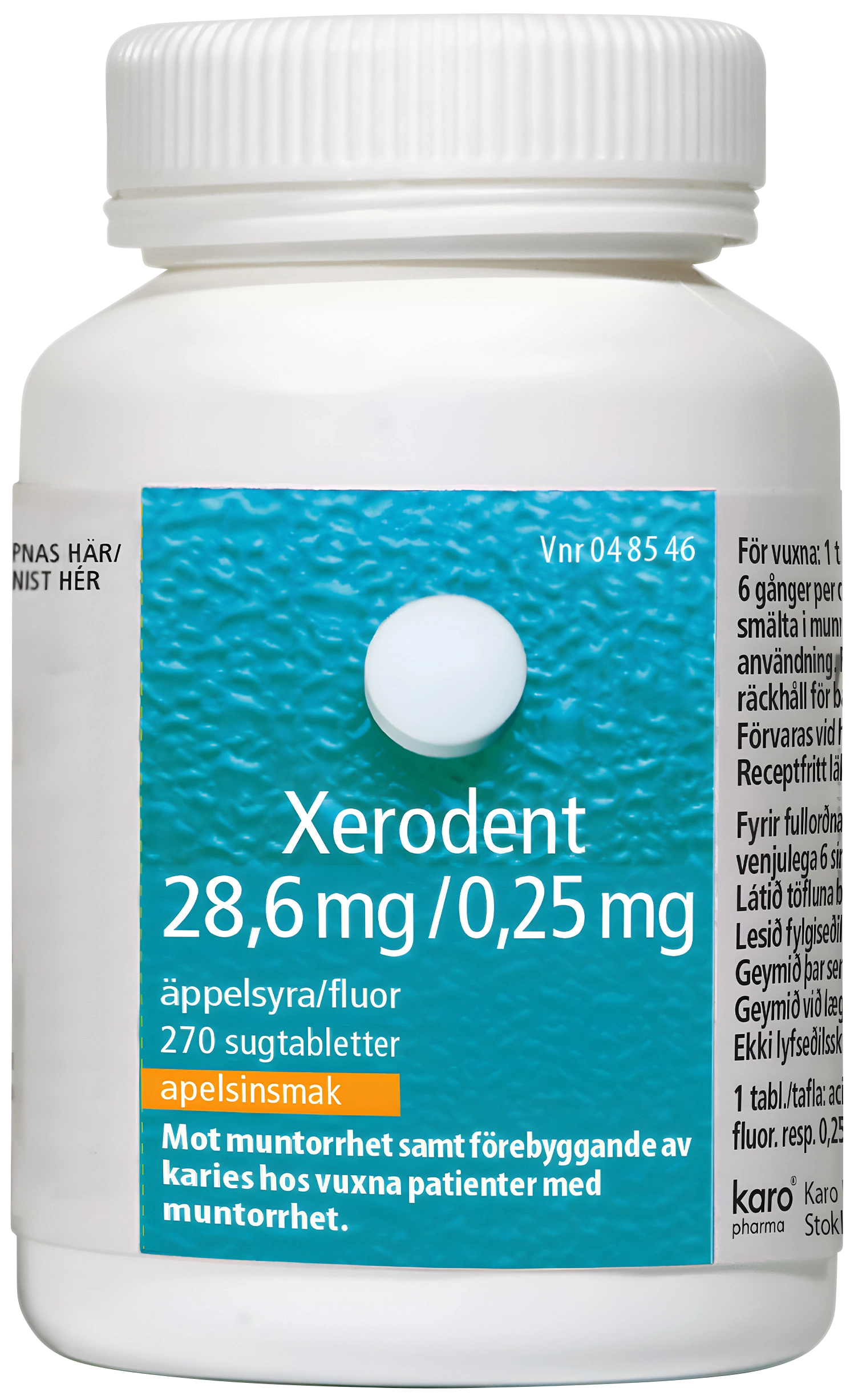 Xerodent sugtablett 28,6 mg/0,25 mg 270 st - Sugtabletter vid muntorrhet