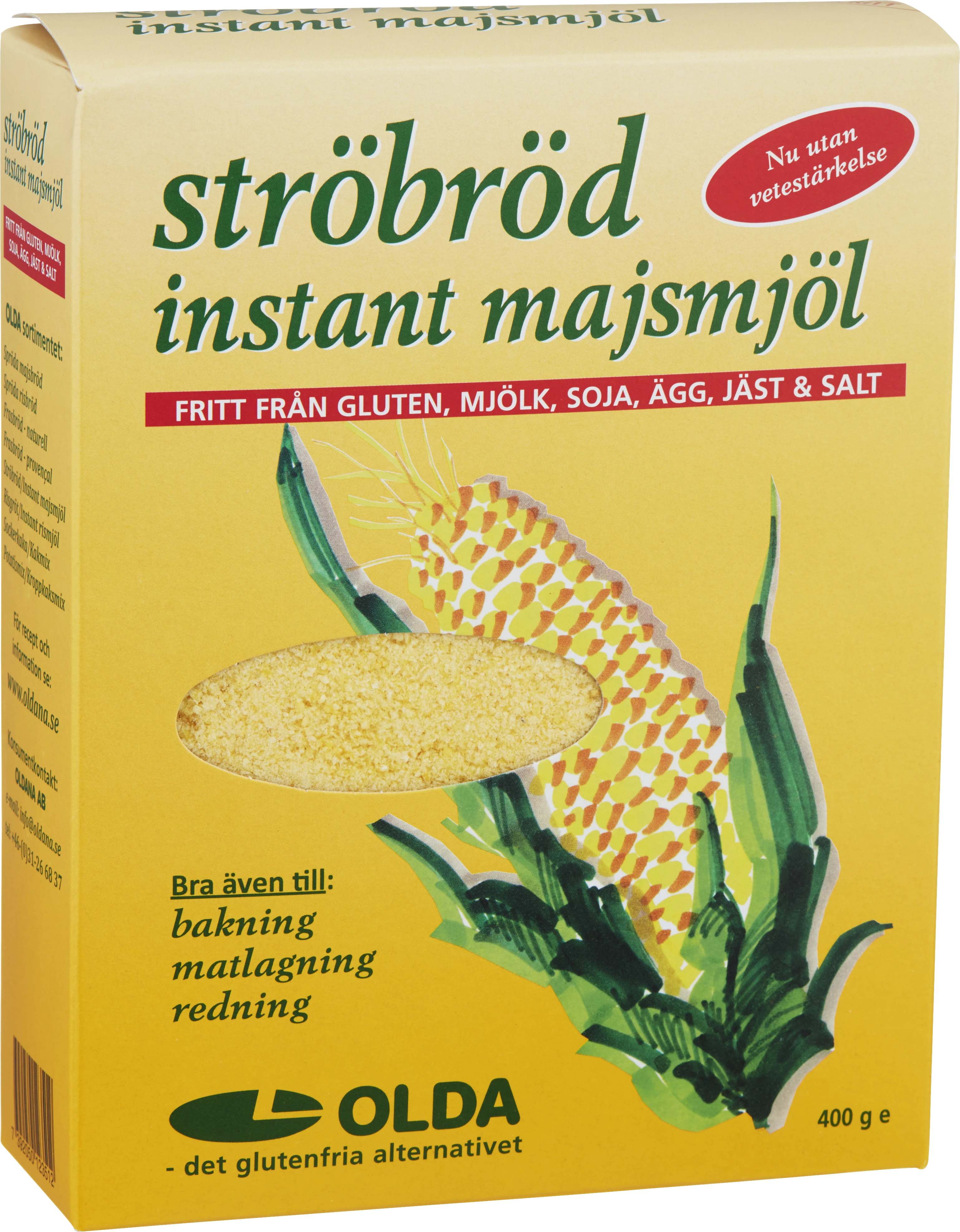 Olda Ströbröd Instant Majsmjöl Glutenfritt 400 g - Specialkost för barn