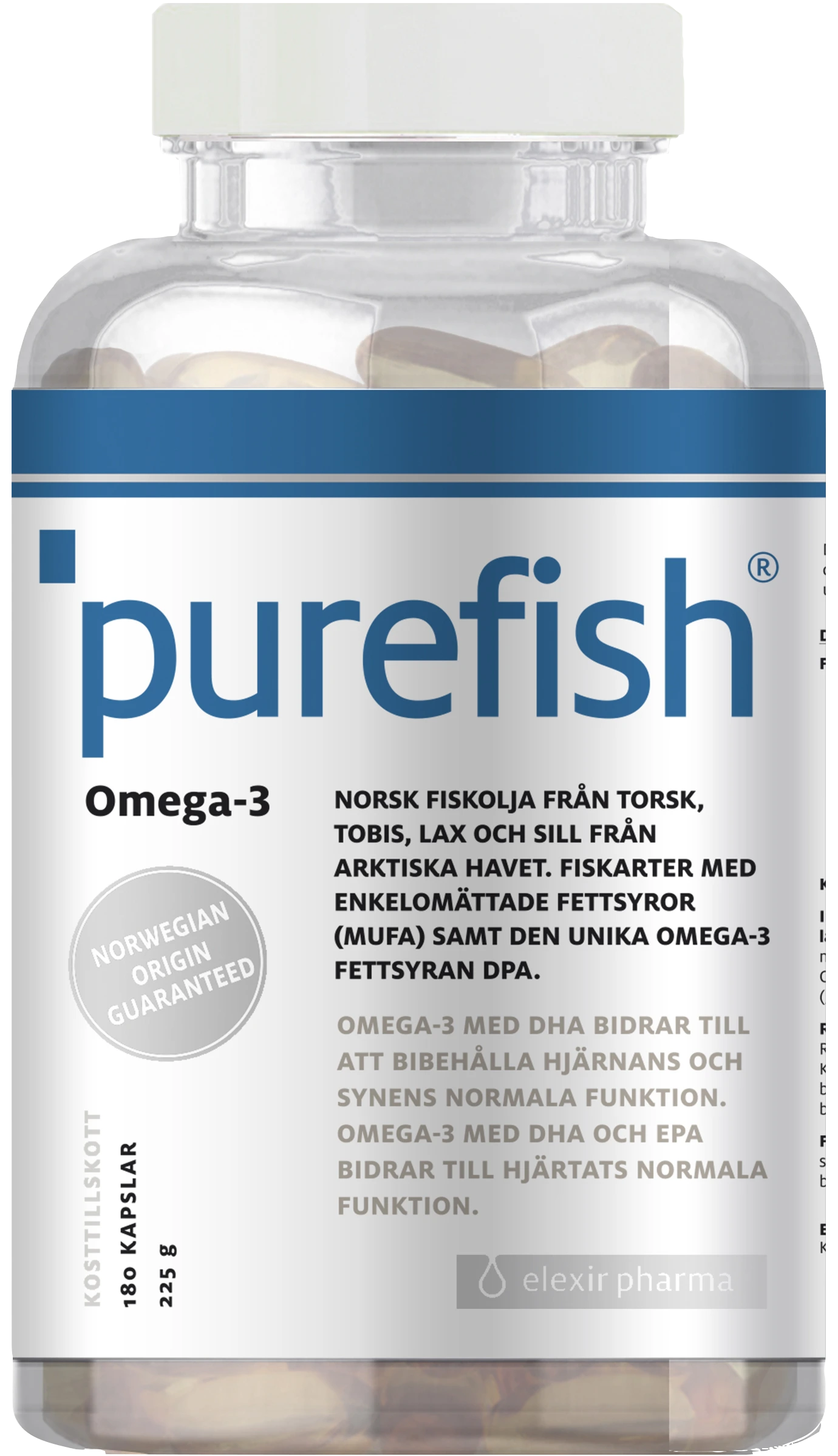 Elexir Purefish Omega3 180 kapslar Apotek Hjärtat