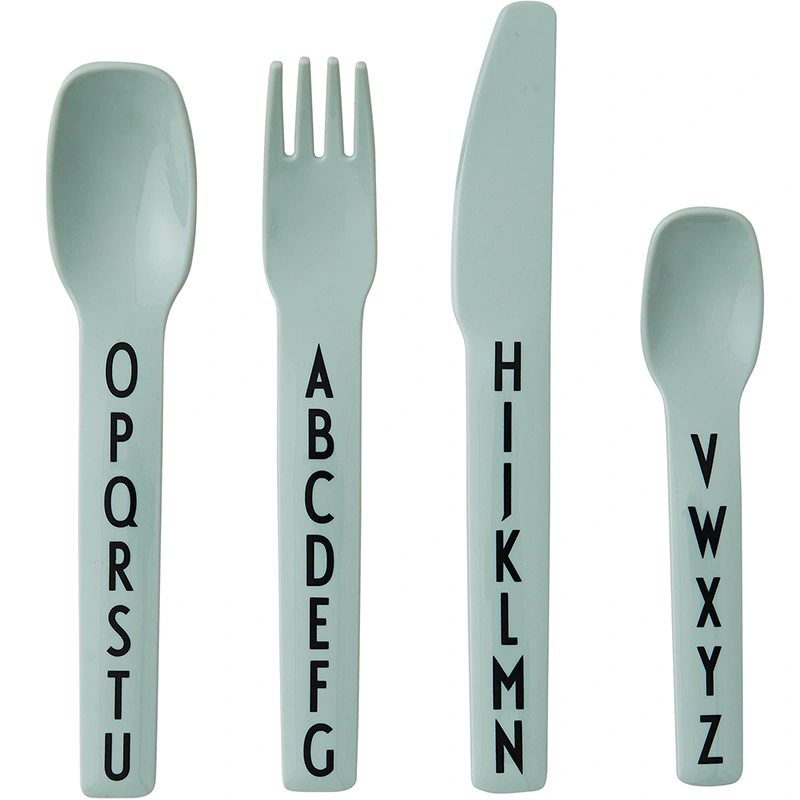 Design Letters Kids Cutlery Green - Barntallrik & barnbestick
