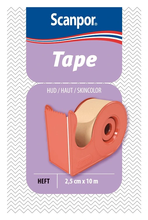 Scanpor Tape med hållare beige 2,5 cm x 10 m - Kirurgtejp