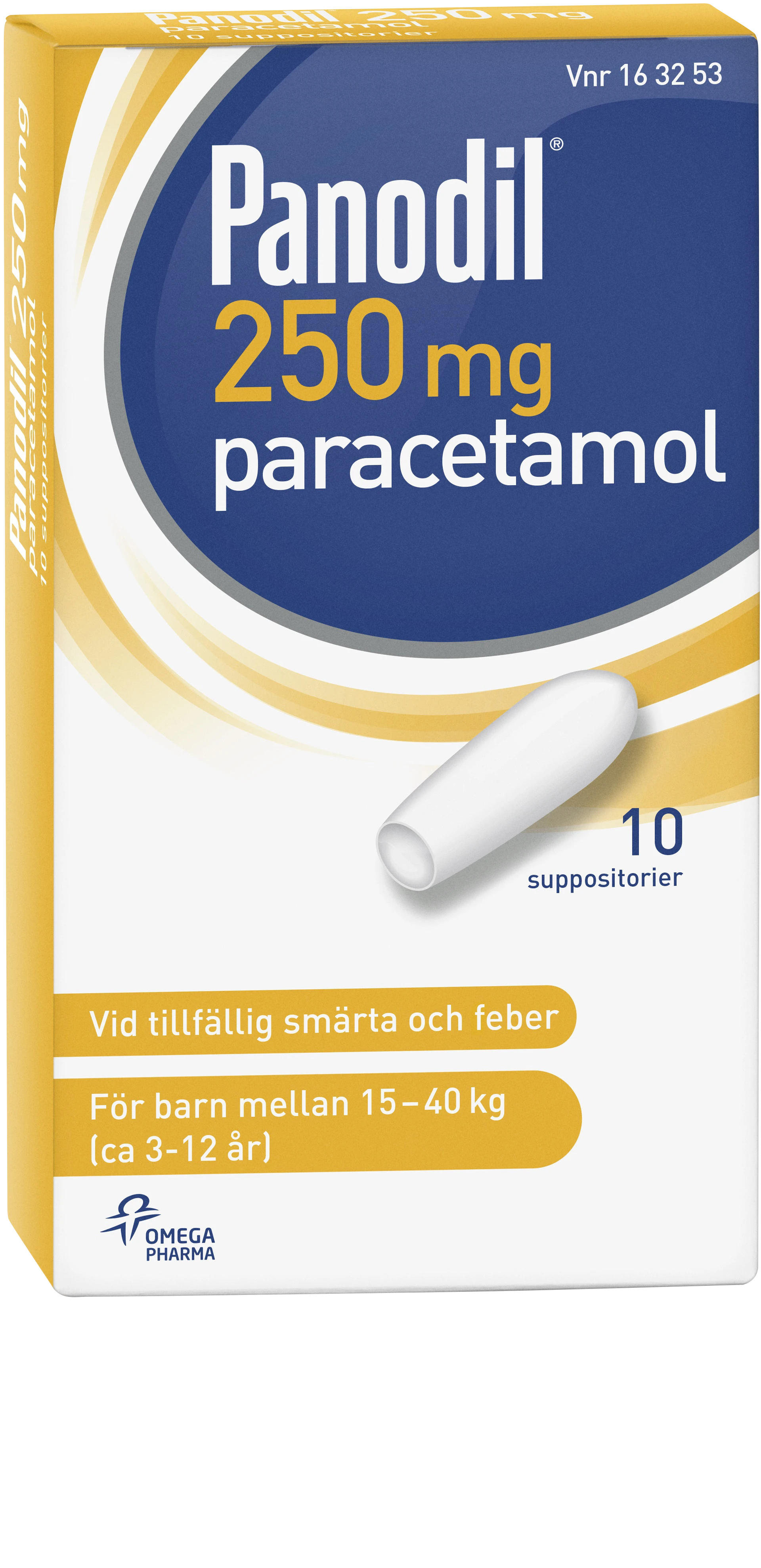 Panodil suppositorium 250 mg 10 st - Tandvärk