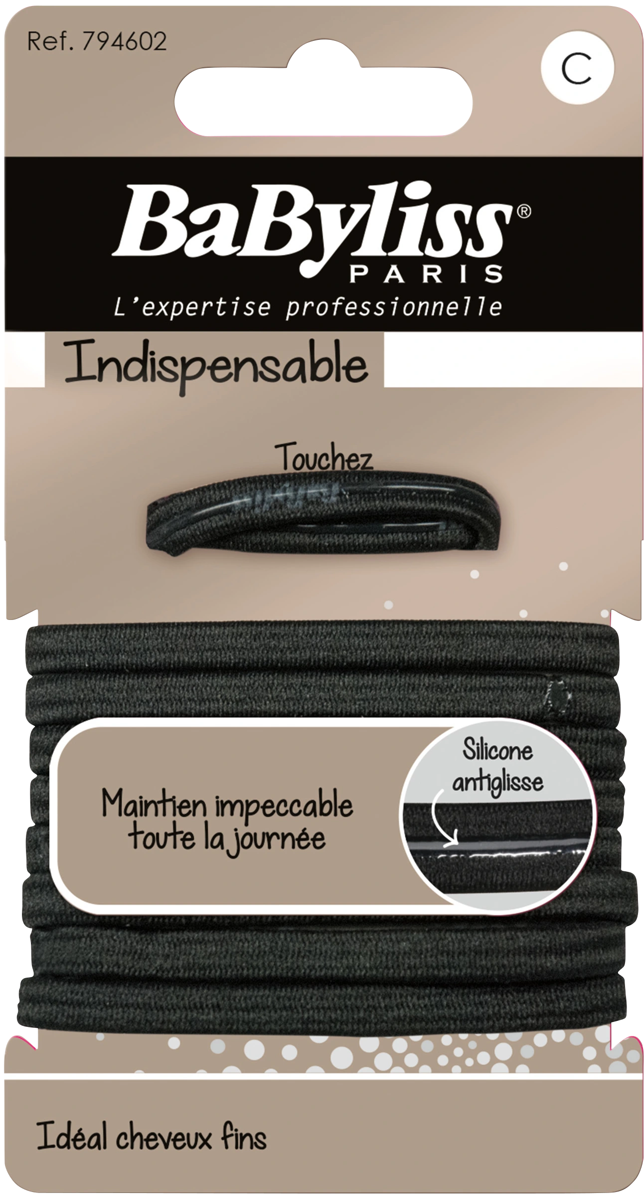 BaByliss Svart hårsnodd Anti-Glid 9 st