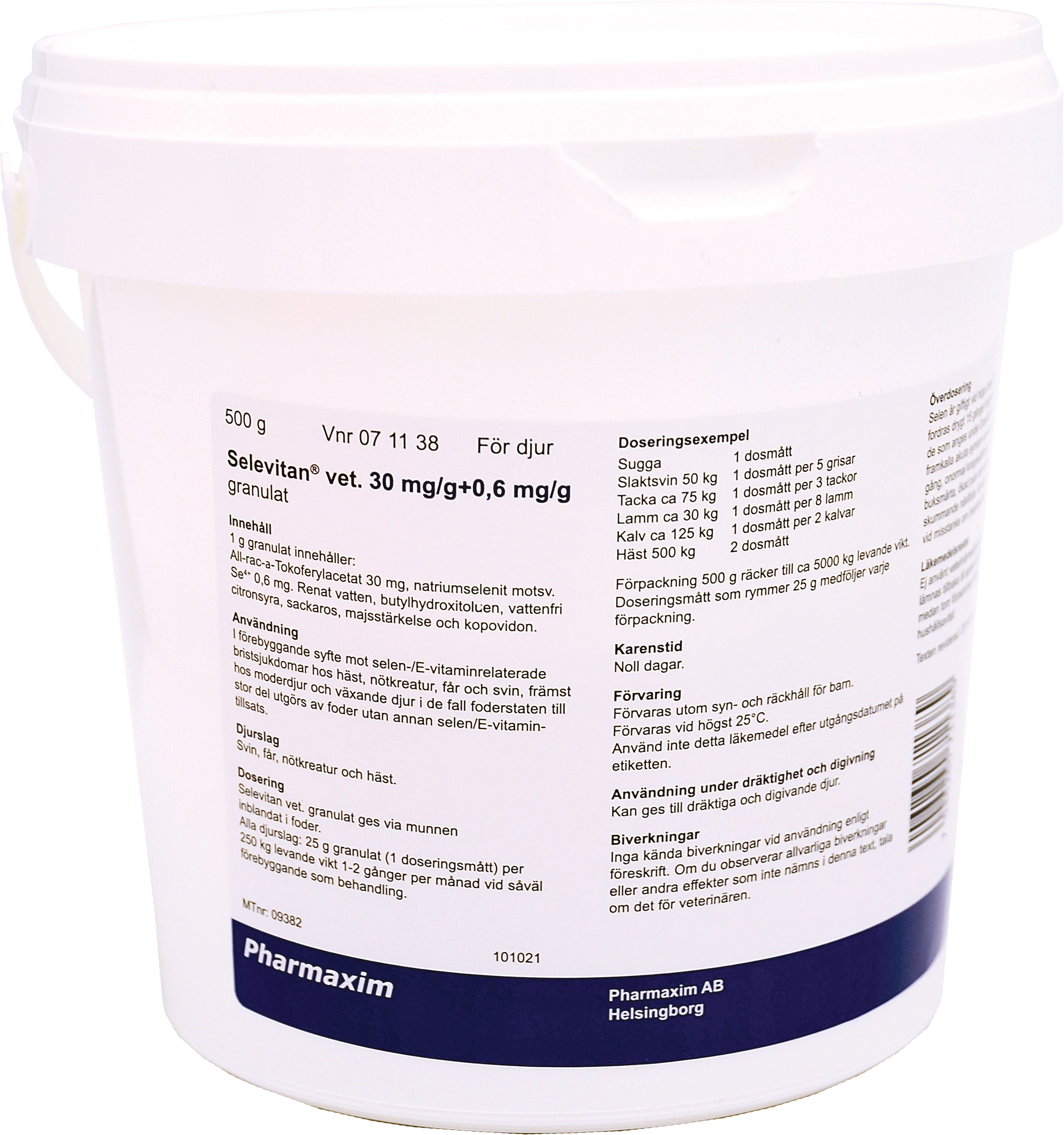 Selevitan vet. Granulat 30mg/g+0,6mg/g Plastburk, 500g - Hästfoder & fodertillskott