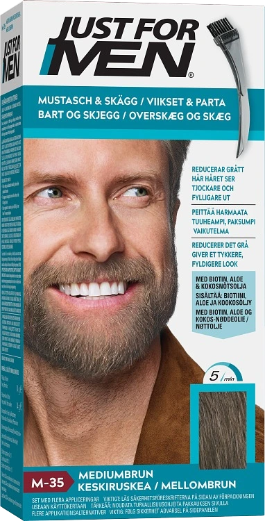 Just For Men Mustache & Beard Skäggfärg Medium Brown - Skäggfärg