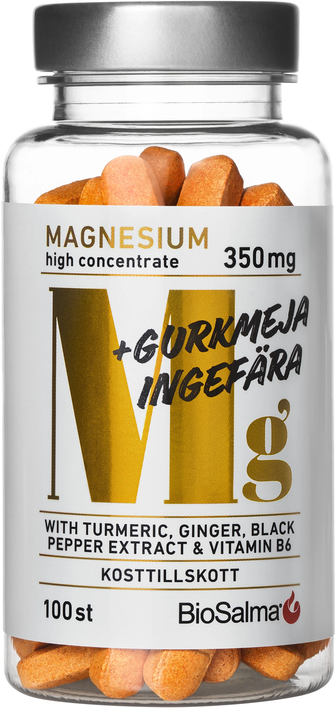 BioSalma Magnesium 350 mg + Gurkmeja Ingefära 100 st kapslar - Magnesium
