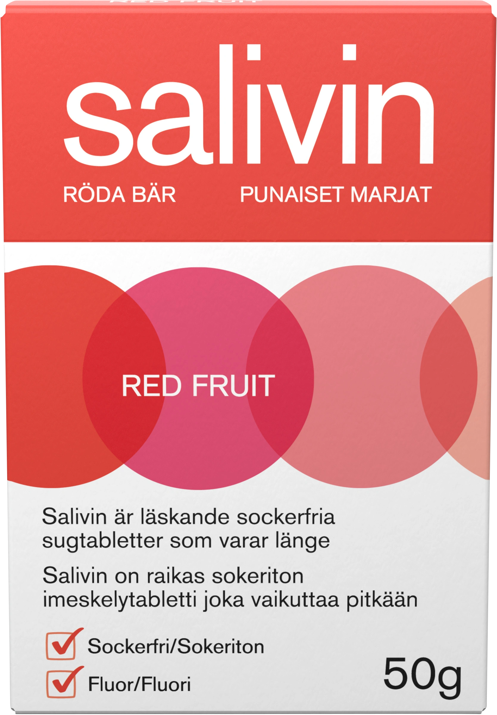 Salivin Red Fruit Sugtablett vid muntorrhet 50 g - Sugtabletter vid muntorrhet