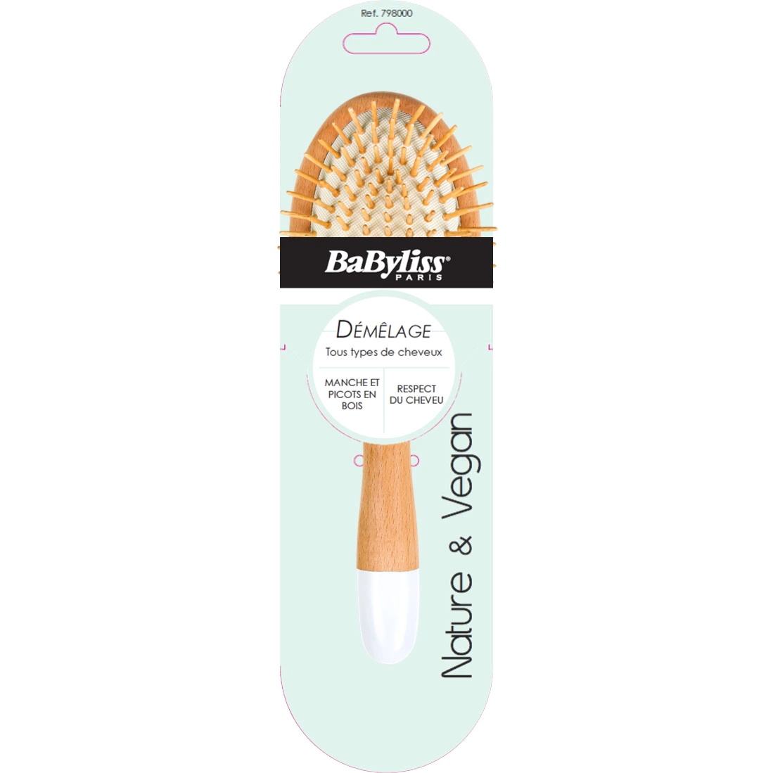 Babyliss Paddelborste trä/vit stor
