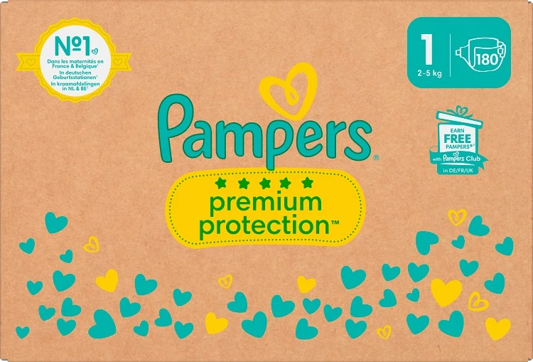 Pampers Premium Protection S1 2-5kg 180st - Blöjor för nyfödda