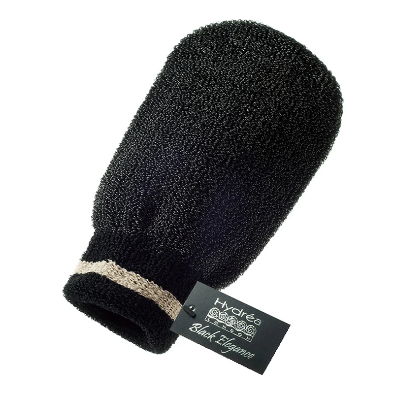 Hydrea London Exfoliating Spa Mitt Black - Brun utan sol handskar