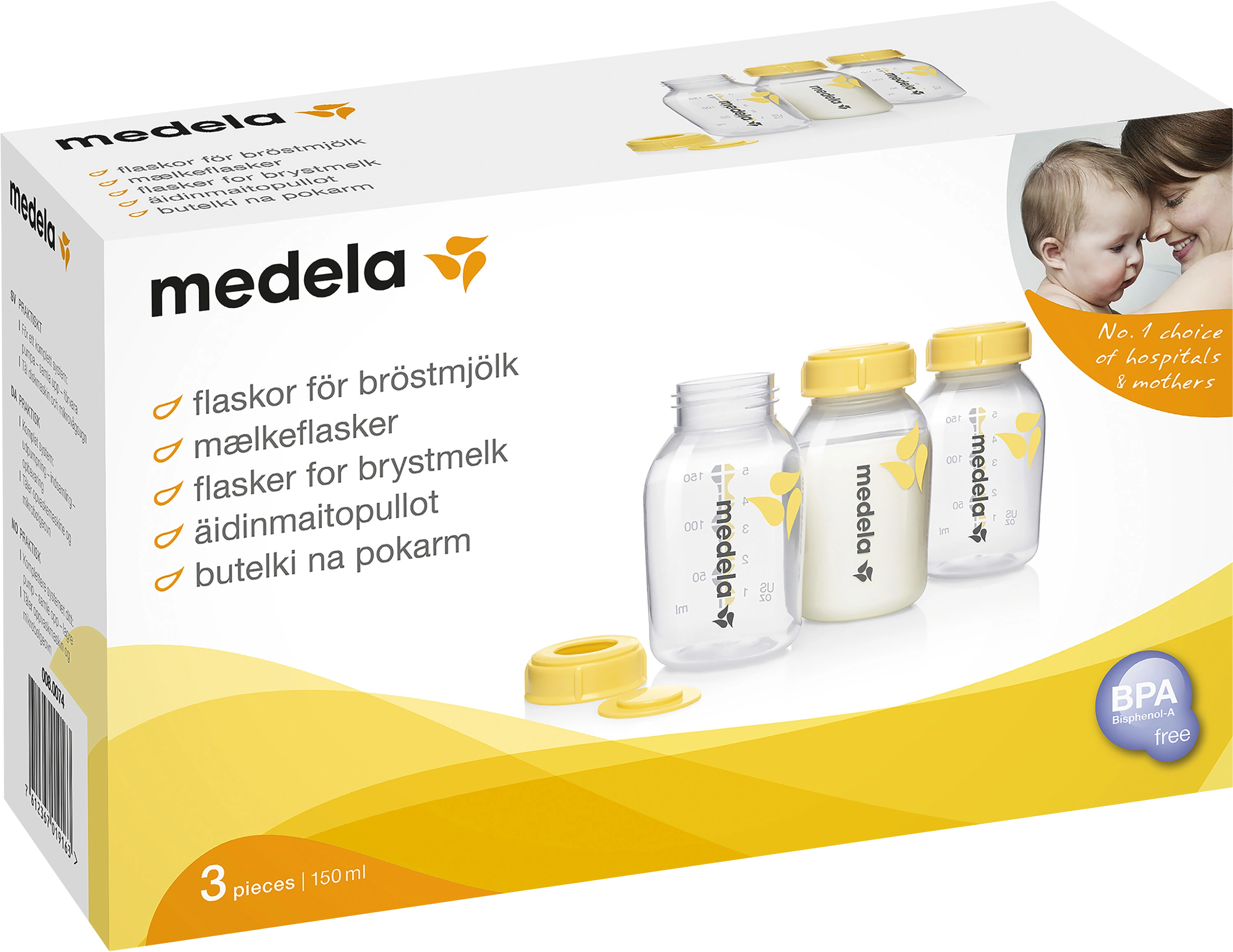 Medela Bröstmjölksflaska 150 ml 3-pack - Bröstpumpar