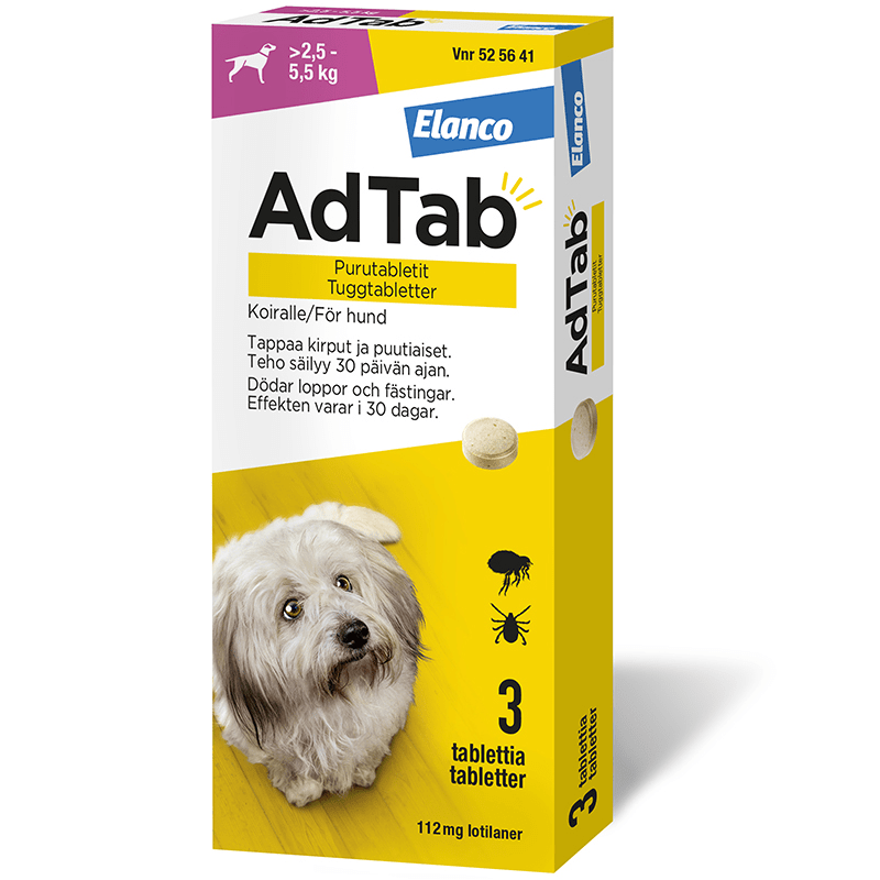 AdTab Tuggtablett 112mg Blister, 3tabletter - Fästingmedel & fästinghalsband för hund